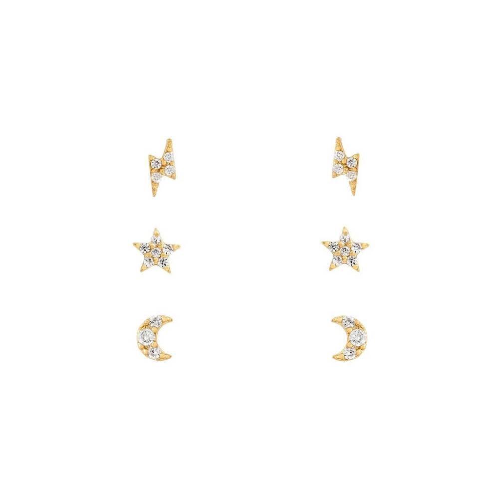 NEW GIRLS CREW women's teeny tiny galaxy studs earring set in gold
